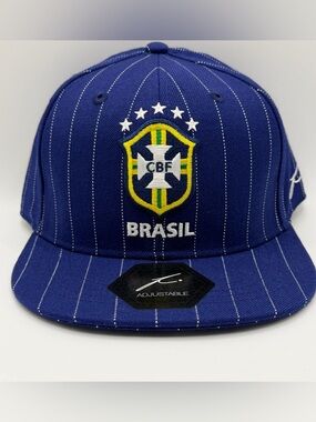 Brazil National Team Soccer Fi Collection Adjustable Blue Cap Pinstripe Hat